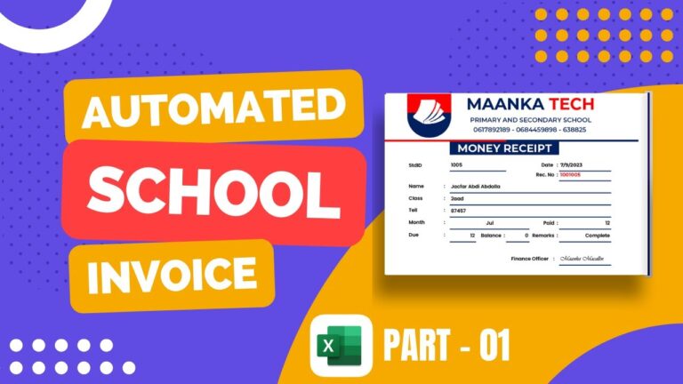 Automated School Invoice Generator in Excel