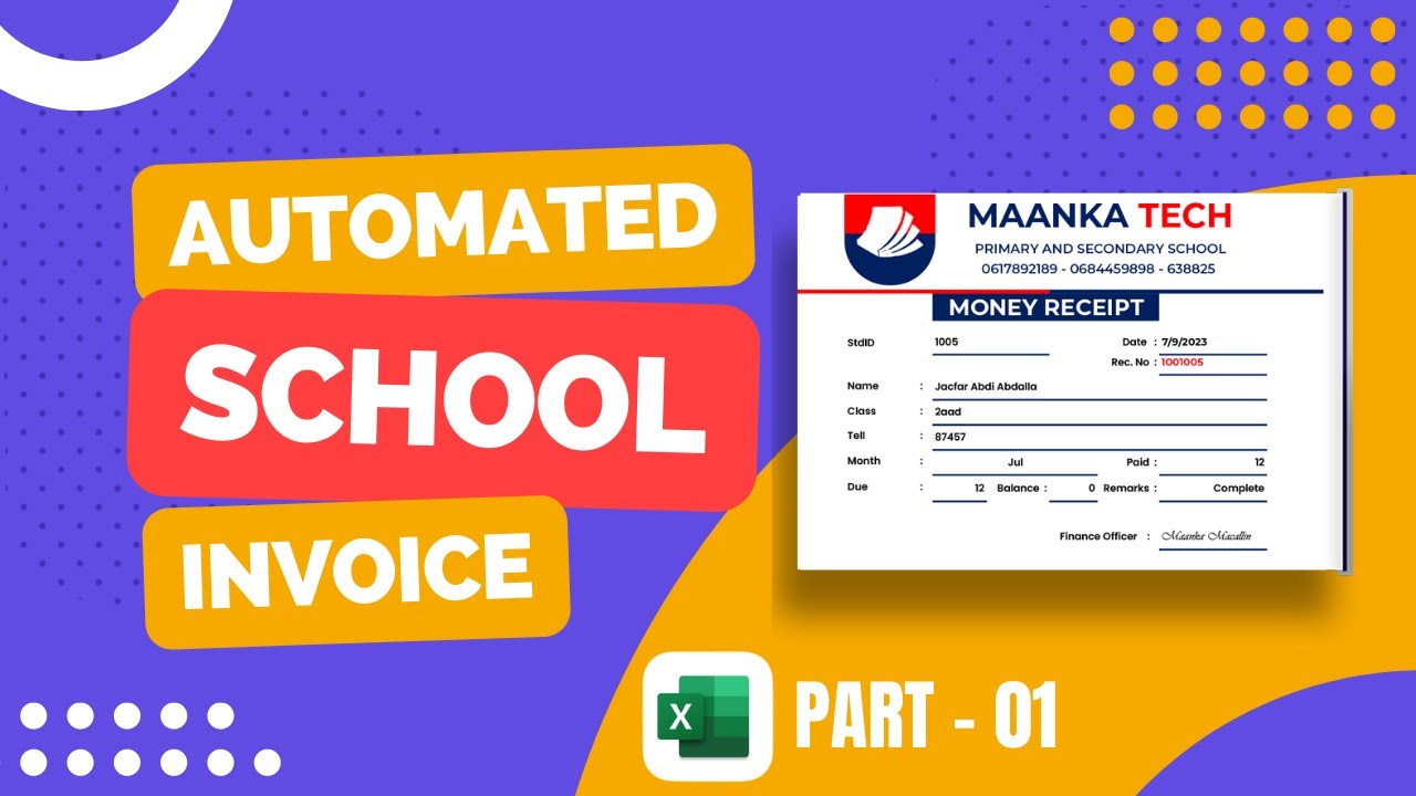 Automated School Invoice Generator in Excel